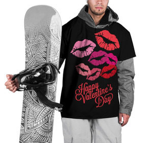Накидка на куртку 3D с принтом Happy Valentine`s Day в Кировске, 100% полиэстер |  | Тематика изображения на принте: 14 | february | happy valentines day | holiday | kisses | lips | love | губы | любовь | поцелуи | праздник | счастливый день святого валентина | февраль