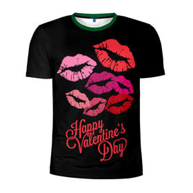 Мужская футболка 3D спортивная с принтом Happy Valentine`s Day в Кировске, 100% полиэстер с улучшенными характеристиками | приталенный силуэт, круглая горловина, широкие плечи, сужается к линии бедра | 14 | february | happy valentines day | holiday | kisses | lips | love | губы | любовь | поцелуи | праздник | счастливый день святого валентина | февраль