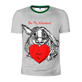 Мужская футболка 3D спортивная с принтом Be my Valentine в Кировске, 100% полиэстер с улучшенными характеристиками | приталенный силуэт, круглая горловина, широкие плечи, сужается к линии бедра | Тематика изображения на принте: 14 | animal | be my valentine | february | heart | holiday | i need you | love | rabbit | valentines day | будь моей валентинкой | день святого валентина | животное | заяц | кролик | любовь | праздник | сердце | ты мне нужен | февраль