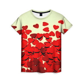 Женская футболка 3D с принтом valentine`s day в Кировске, 100% полиэфир ( синтетическое хлопкоподобное полотно) | прямой крой, круглый вырез горловины, длина до линии бедер | 14 февраля | valentines day | день влюбленных | игрушка | любовь | сердечки | сердце