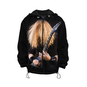 Детская куртка 3D с принтом Dave Mustaine в Кировске, 100% полиэстер | застежка — молния, подол и капюшон оформлены резинкой с фиксаторами, по бокам — два кармана без застежек, один потайной карман на груди, плотность верхнего слоя — 90 г/м2; плотность флисового подклада — 260 г/м2 | dave | megadeth | metal | mustaine | rattlehead | rock | thrash | vic | дейв | мастейн | мегадет | метал | рок | треш