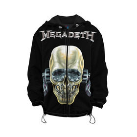 Детская куртка 3D с принтом Megadeth в Кировске, 100% полиэстер | застежка — молния, подол и капюшон оформлены резинкой с фиксаторами, по бокам — два кармана без застежек, один потайной карман на груди, плотность верхнего слоя — 90 г/м2; плотность флисового подклада — 260 г/м2 | dave | megadeth | metal | mustaine | rattlehead | rock | thrash | vic | дейв | мастейн | мегадет | метал | рок | треш