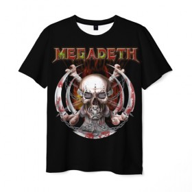 Мужская футболка 3D с принтом Megadeth в Кировске, 100% полиэфир | прямой крой, круглый вырез горловины, длина до линии бедер | 