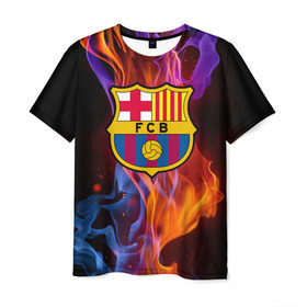 Мужская футболка 3D с принтом Барселона в Кировске, 100% полиэфир | прямой крой, круглый вырез горловины, длина до линии бедер | fc barсelona | спорт | фк барселона | футбол | футбольный клуб басрелона