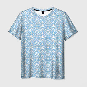 Мужская футболка 3D с принтом Царский орнамент в Кировске, 100% полиэфир | прямой крой, круглый вырез горловины, длина до линии бедер | вязь | кружево | лазурь | орнамент | узор | цветы