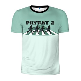 Мужская футболка 3D спортивная с принтом Payday 2 в Кировске, 100% полиэстер с улучшенными характеристиками | приталенный силуэт, круглая горловина, широкие плечи, сужается к линии бедра | Тематика изображения на принте: game | payday | payday 2 | игра | игрок | компьютерные игры | маски