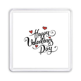 Магнит 55*55 с принтом Happy Valentine`s Day в Кировске, Пластик | Размер: 65*65 мм; Размер печати: 55*55 мм | 