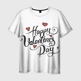 Мужская футболка 3D с принтом Happy Valentine`s Day в Кировске, 100% полиэфир | прямой крой, круглый вырез горловины, длина до линии бедер | 