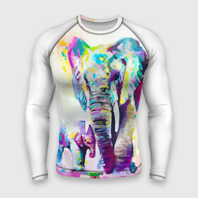 Мужской рашгард 3D с принтом Слоны в Кировске,  |  | animal | art | bright | child | color | elephants | family | mother | rainbow | spectrum | животные | искусство | мама | радуга | ребенок | семья | слоны | спектр | цвета | яркие