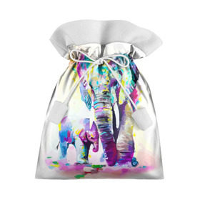 Подарочный 3D мешок с принтом Слоны в Кировске, 100% полиэстер | Размер: 29*39 см | animal | art | bright | child | color | elephants | family | mother | rainbow | spectrum | животные | искусство | мама | радуга | ребенок | семья | слоны | спектр | цвета | яркие