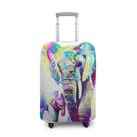 Чехол для чемодана 3D с принтом Слоны в Кировске, 86% полиэфир, 14% спандекс | двустороннее нанесение принта, прорези для ручек и колес | animal | art | bright | child | color | elephants | family | mother | rainbow | spectrum | животные | искусство | мама | радуга | ребенок | семья | слоны | спектр | цвета | яркие