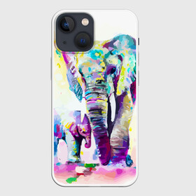 Чехол для iPhone 13 mini с принтом Слоны в Кировске,  |  | animal | art | bright | child | color | elephants | family | mother | rainbow | spectrum | животные | искусство | мама | радуга | ребенок | семья | слоны | спектр | цвета | яркие