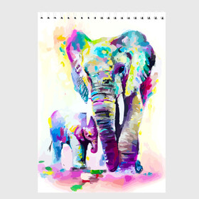 Скетчбук с принтом Слоны в Кировске, 100% бумага
 | 48 листов, плотность листов — 100 г/м2, плотность картонной обложки — 250 г/м2. Листы скреплены сверху удобной пружинной спиралью | animal | art | bright | child | color | elephants | family | mother | rainbow | spectrum | животные | искусство | мама | радуга | ребенок | семья | слоны | спектр | цвета | яркие