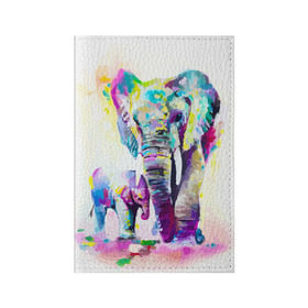 Обложка для паспорта матовая кожа с принтом Слоны в Кировске, натуральная матовая кожа | размер 19,3 х 13,7 см; прозрачные пластиковые крепления | animal | art | bright | child | color | elephants | family | mother | rainbow | spectrum | животные | искусство | мама | радуга | ребенок | семья | слоны | спектр | цвета | яркие