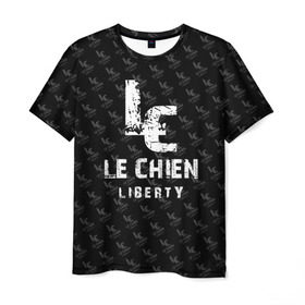 Мужская футболка 3D с принтом LE CHIEN в Кировске, 100% полиэфир | прямой крой, круглый вырез горловины, длина до линии бедер | 