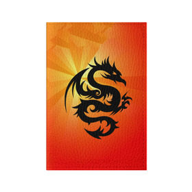 Обложка для паспорта матовая кожа с принтом Дракон в Кировске, натуральная матовая кожа | размер 19,3 х 13,7 см; прозрачные пластиковые крепления | Тематика изображения на принте: дракон | китай | крылья | огонь | ящерица