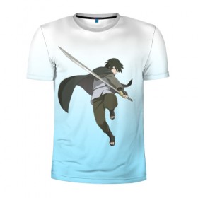 Мужская футболка 3D спортивная с принтом Sasuke Uchiha в Кировске, 100% полиэстер с улучшенными характеристиками | приталенный силуэт, круглая горловина, широкие плечи, сужается к линии бедра | 