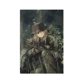 Обложка для паспорта матовая кожа с принтом Девушка с оружием в Кировске, натуральная матовая кожа | размер 19,3 х 13,7 см; прозрачные пластиковые крепления | Тематика изображения на принте: anime | eyes | forest camouflage | girl | green | guns | japanese | rifle | sniper | аниме | винтовка | глаза | девушка | зеленые | камуфляж | лес | оружие | снайпер | японская