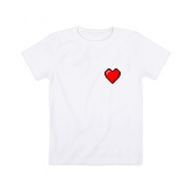 Детская футболка хлопок с принтом Пиксельное сердце в Кировске, 100% хлопок | круглый вырез горловины, полуприлегающий силуэт, длина до линии бедер | 