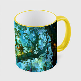 Кружка 3D с принтом Fantasy art в Кировске, керамика | ёмкость 330 мл | art | bright | color | creative | fairy | fantasy | forest | home | landscape | paint | painting | town | азия | город | деревьях | дома | искусство | картина | китай | краски | лес | лучи | на | пагоды | пейзаж | сказочный | солнце | творчество