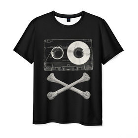 Мужская футболка 3D с принтом Pirate Music в Кировске, 100% полиэфир | прямой крой, круглый вырез горловины, длина до линии бедер | 80s | 90s | bone | dance | disco | music | pirate | retro | skelet | skull | tape | диско | кассета | кости | музыка | пират | ретро | скелет | череп