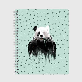 Тетрадь с принтом Панда-художник в Кировске, 100% бумага | 48 листов, плотность листов — 60 г/м2, плотность картонной обложки — 250 г/м2. Листы скреплены сбоку удобной пружинной спиралью. Уголки страниц и обложки скругленные. Цвет линий — светло-серый
 | animal | art | artist | bear | beast | design | panda | style | арт | дизайн | животное | зверь | кисть | краски | медведь | панда | стиль | художник