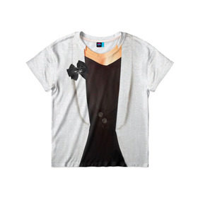 Детская футболка 3D с принтом Пиджак в Кировске, 100% гипоаллергенный полиэфир | прямой крой, круглый вырез горловины, длина до линии бедер, чуть спущенное плечо, ткань немного тянется | бабочка | жакет | женский | одежда | пиджак