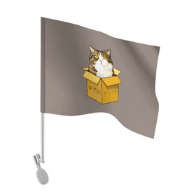 Флаг для автомобиля с принтом Maru в Кировске, 100% полиэстер | Размер: 30*21 см | cat | maru | коробка | кот в коробке | кот мару | котейка | кошка | мару | прикол