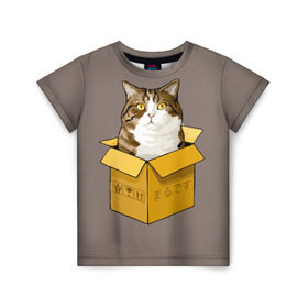 Детская футболка 3D с принтом Maru в Кировске, 100% гипоаллергенный полиэфир | прямой крой, круглый вырез горловины, длина до линии бедер, чуть спущенное плечо, ткань немного тянется | cat | maru | коробка | кот в коробке | кот мару | котейка | кошка | мару | прикол