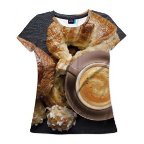 Женская футболка 3D с принтом Приятный завтрак в Кировске, 100% полиэфир ( синтетическое хлопкоподобное полотно) | прямой крой, круглый вырез горловины, длина до линии бедер | 