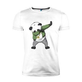 Мужская футболка премиум с принтом Panda dab в Кировске, 92% хлопок, 8% лайкра | приталенный силуэт, круглый вырез ворота, длина до линии бедра, короткий рукав | dab | dab n dance | panda dab | панда