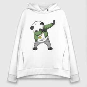 Женское худи Oversize хлопок с принтом Panda dab в Кировске, френч-терри — 70% хлопок, 30% полиэстер. Мягкий теплый начес внутри —100% хлопок | боковые карманы, эластичные манжеты и нижняя кромка, капюшон на магнитной кнопке | Тематика изображения на принте: dab | dab n dance | panda dab | панда