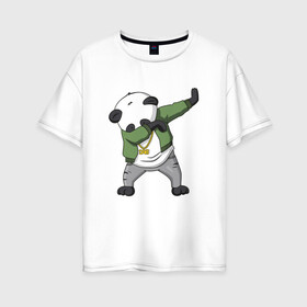 Женская футболка хлопок Oversize с принтом Panda dab в Кировске, 100% хлопок | свободный крой, круглый ворот, спущенный рукав, длина до линии бедер
 | Тематика изображения на принте: dab | dab n dance | panda dab | панда