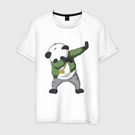 Мужская футболка хлопок с принтом Panda dab в Кировске, 100% хлопок | прямой крой, круглый вырез горловины, длина до линии бедер, слегка спущенное плечо. | dab | dab n dance | panda dab | панда