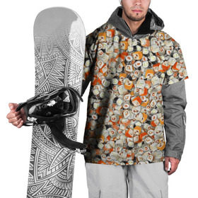 Накидка на куртку 3D с принтом Суши в Кировске, 100% полиэстер |  | Тематика изображения на принте: sushi | деликатес | закуска | куча | рис | роллы | ролы | рыба | фастфуд | япония