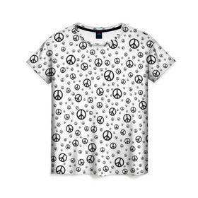 Женская футболка 3D с принтом Peace Symbol в Кировске, 100% полиэфир ( синтетическое хлопкоподобное полотно) | прямой крой, круглый вырез горловины, длина до линии бедер | love | peace | symbol | знак | любовь | мир | пацифик | пацифика | сигнал | символ | хиппи