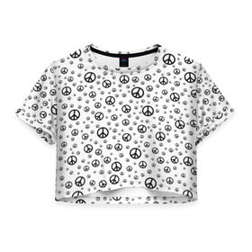 Женская футболка 3D укороченная с принтом Peace Symbol в Кировске, 100% полиэстер | круглая горловина, длина футболки до линии талии, рукава с отворотами | love | peace | symbol | знак | любовь | мир | пацифик | пацифика | сигнал | символ | хиппи