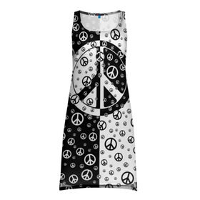 Платье-майка 3D с принтом Peace Symbol в Кировске, 100% полиэстер | полуприлегающий силуэт, широкие бретели, круглый вырез горловины, удлиненный подол сзади. | love | peace | symbol | знак | любовь | мир | пацифик | пацифика | сигнал | символ | хиппи