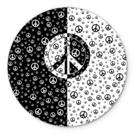 Коврик круглый с принтом Peace Symbol в Кировске, резина и полиэстер | круглая форма, изображение наносится на всю лицевую часть | Тематика изображения на принте: love | peace | symbol | знак | любовь | мир | пацифик | пацифика | сигнал | символ | хиппи