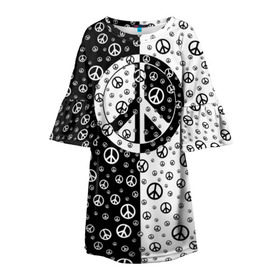 Детское платье 3D с принтом Peace Symbol в Кировске, 100% полиэстер | прямой силуэт, чуть расширенный к низу. Круглая горловина, на рукавах — воланы | Тематика изображения на принте: love | peace | symbol | знак | любовь | мир | пацифик | пацифика | сигнал | символ | хиппи