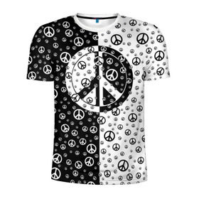 Мужская футболка 3D спортивная с принтом Peace Symbol в Кировске, 100% полиэстер с улучшенными характеристиками | приталенный силуэт, круглая горловина, широкие плечи, сужается к линии бедра | love | peace | symbol | знак | любовь | мир | пацифик | пацифика | сигнал | символ | хиппи