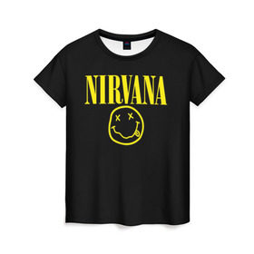 Женская футболка 3D с принтом Nirvana в Кировске, 100% полиэфир ( синтетическое хлопкоподобное полотно) | прямой крой, круглый вырез горловины, длина до линии бедер | curt | nirvana | кобейн | курт | нирвана