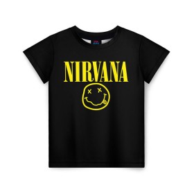 Детская футболка 3D с принтом Nirvana в Кировске, 100% гипоаллергенный полиэфир | прямой крой, круглый вырез горловины, длина до линии бедер, чуть спущенное плечо, ткань немного тянется | Тематика изображения на принте: curt | nirvana | кобейн | курт | нирвана