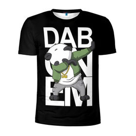 Мужская футболка 3D спортивная с принтом Panda dab в Кировске, 100% полиэстер с улучшенными характеристиками | приталенный силуэт, круглая горловина, широкие плечи, сужается к линии бедра | Тематика изображения на принте: dab | dab n dance | dab on em | panda dab | дэб