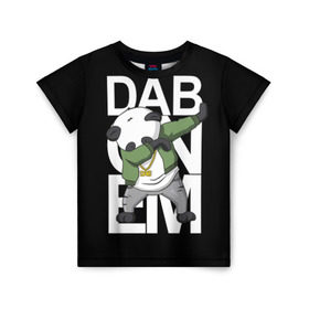 Детская футболка 3D с принтом Panda dab в Кировске, 100% гипоаллергенный полиэфир | прямой крой, круглый вырез горловины, длина до линии бедер, чуть спущенное плечо, ткань немного тянется | Тематика изображения на принте: dab | dab n dance | dab on em | panda dab | дэб