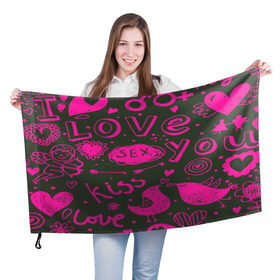 Флаг 3D с принтом Valentine`s day в Кировске, 100% полиэстер | плотность ткани — 95 г/м2, размер — 67 х 109 см. Принт наносится с одной стороны | love | valentines day | любовь | надписи | паттерн
