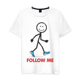 Мужская футболка хлопок с принтом Follow me в Кировске, 100% хлопок | прямой крой, круглый вырез горловины, длина до линии бедер, слегка спущенное плечо. | 