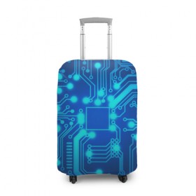 Чехол для чемодана 3D с принтом technology в Кировске, 86% полиэфир, 14% спандекс | двустороннее нанесение принта, прорези для ручек и колес | 