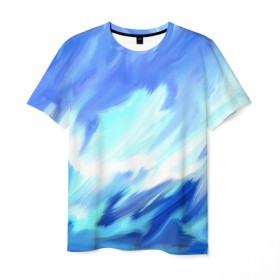 Мужская футболка 3D с принтом Голубые краски в Кировске, 100% полиэфир | прямой крой, круглый вырез горловины, длина до линии бедер | абстракция | потертость | размытые | текстуры | цветные | яркие