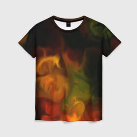 Женская футболка 3D с принтом Размытие красок в Кировске, 100% полиэфир ( синтетическое хлопкоподобное полотно) | прямой крой, круглый вырез горловины, длина до линии бедер | абстракция | потертость | размытые | текстуры | цветные | яркие